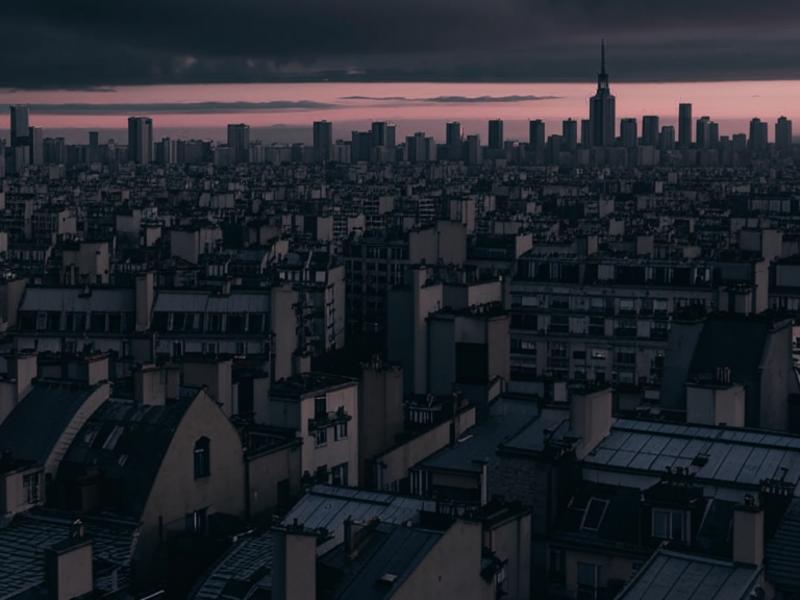 Vue aérienne des toits parisiens avec surimpression d’algorithmes