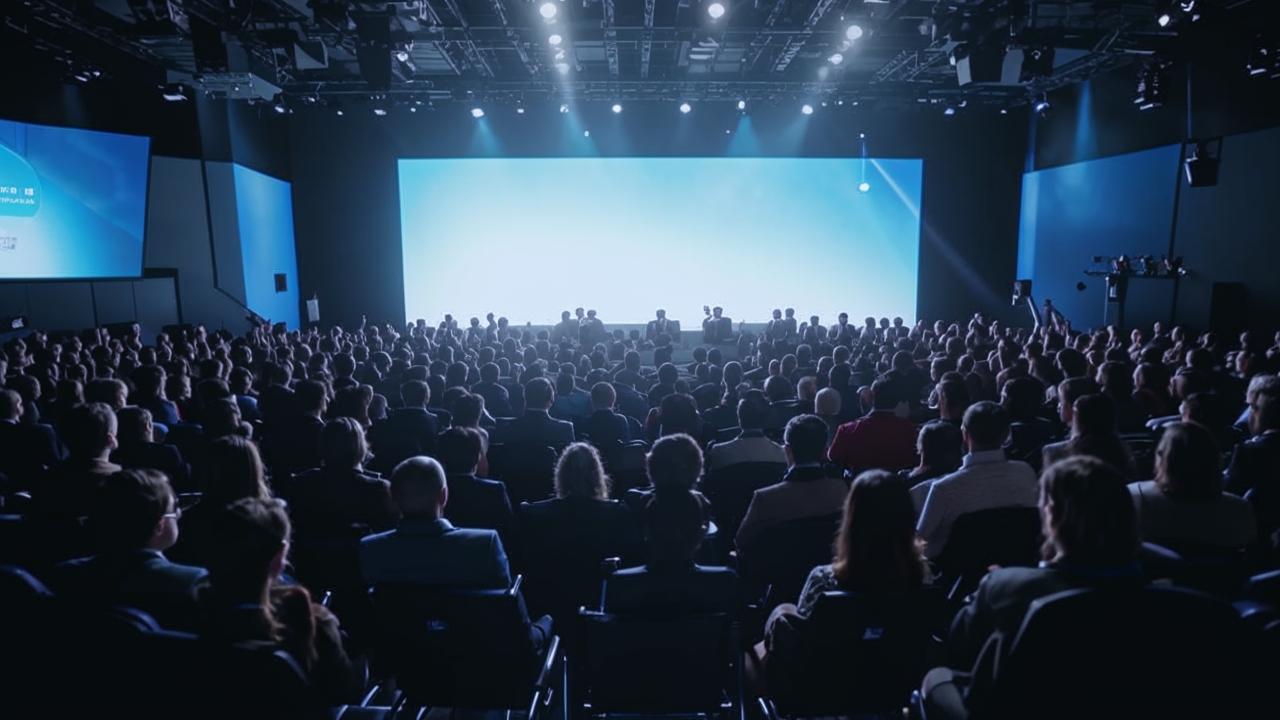 Vue du public attentif pendant une conférence