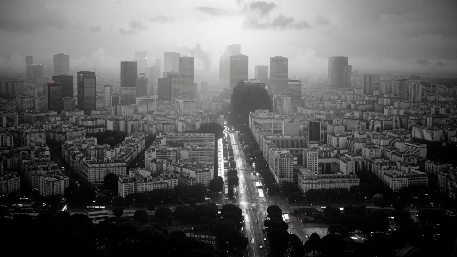 Vue de La Défense en noir et blanc