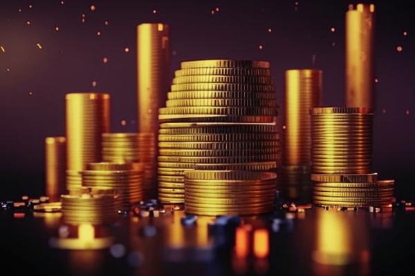 Illustration de pièces de monnaie en 3D se transformant en code